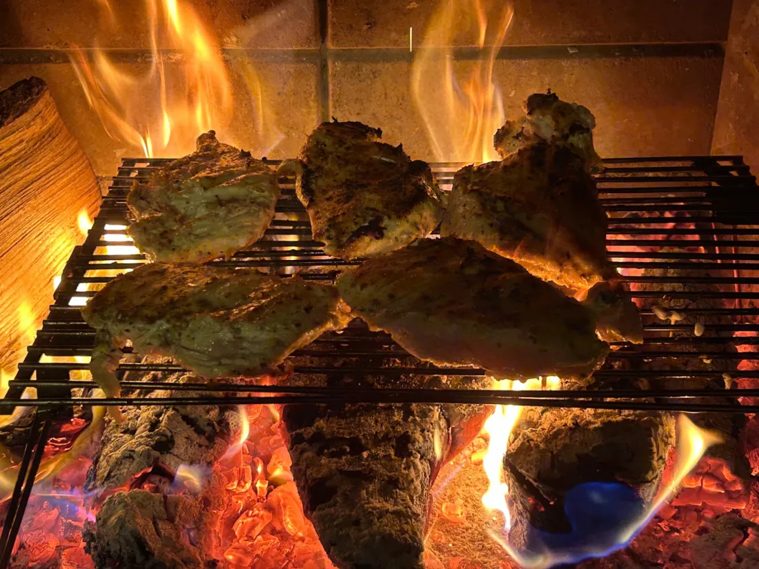 Wood Fire Grilling &mdash; Cooked right in the fireplace