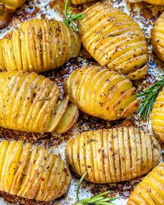 Hasselback potatoes roasted with rosemary